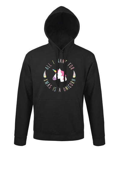 All I want for xmas is a unicorn - Hoodie Deluxe noir-Sweat shirts-Atelier Amelot