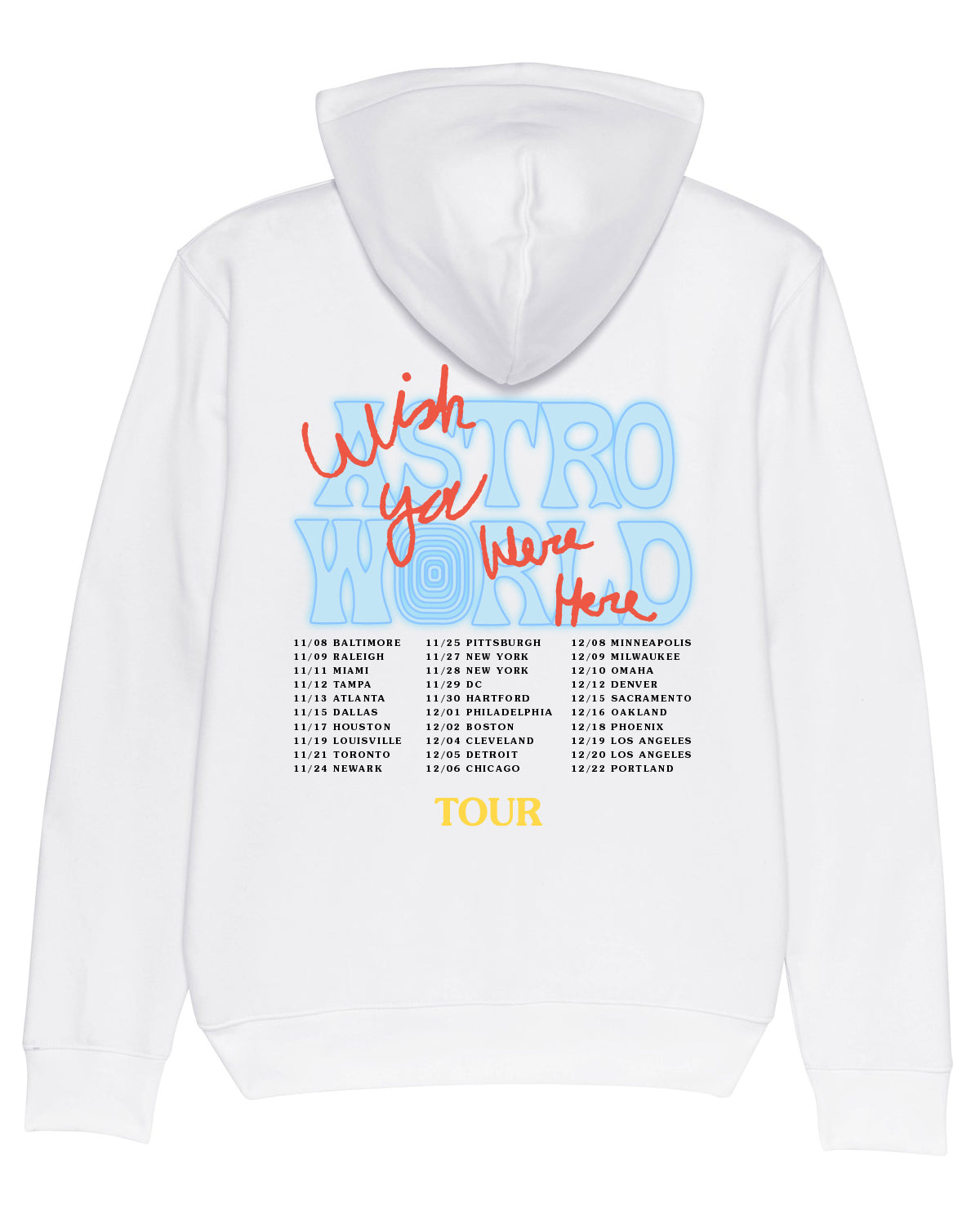 Hoodie Astroworld Tour USA Wish you were here White