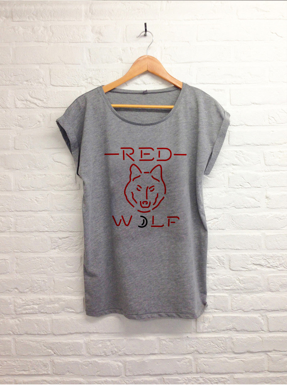 Neon red wolf - Femme gris-T shirt-Atelier Amelot
