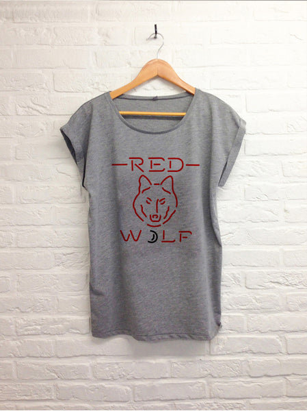 Neon red wolf - Femme gris-T shirt-Atelier Amelot