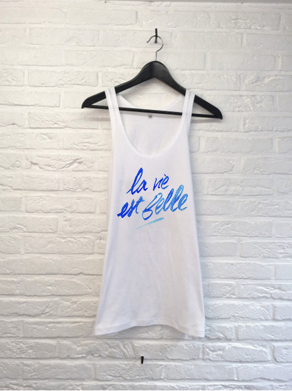 TH Gallery - La vie est belle (bleu) - Débardeur-T shirt-Atelier Amelot
